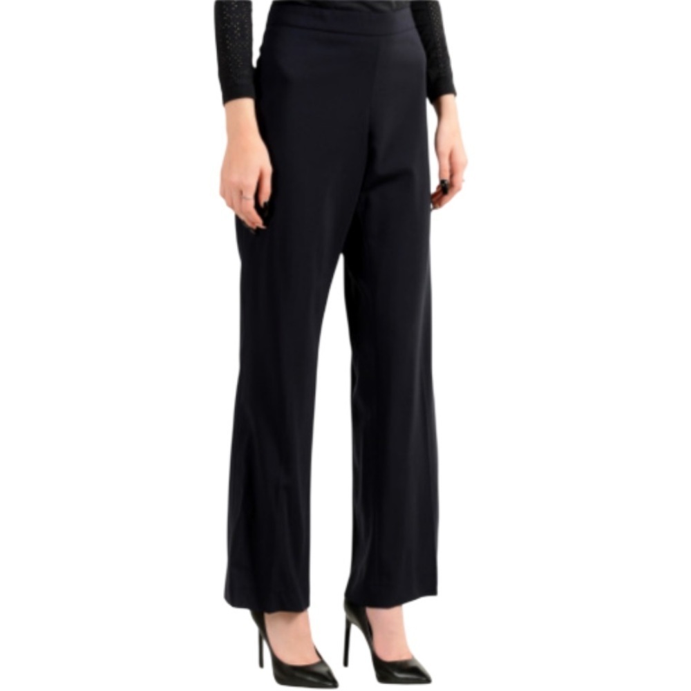 BOSS Women’s Tulea Side Zip Stretch Wool Trousers Dark Midnight Blue - Size 10